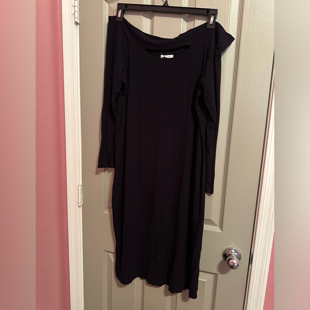 Maurice’s Ribbed Long Sleeve Ballet Neck Dress Color Black Size 1X